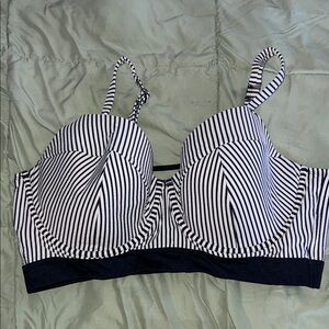 Navy and White Striped Swim Suit Top